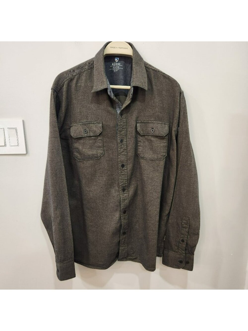 KUHL Descendr Shirt Mens XL Green Flannel Long Sleeve Button Hiking Outdoors